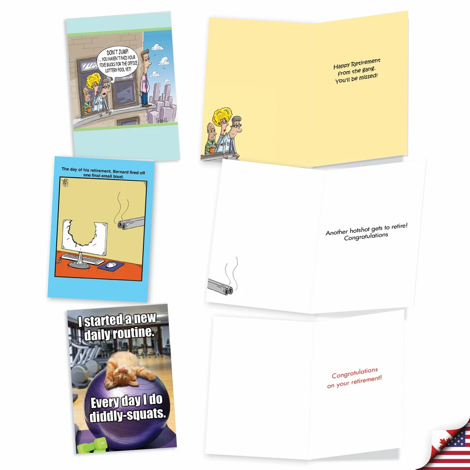 Juego surtido de 10 divertidas tarjetas de felicitación de jubilación con 5x7" listo para la jubilación Foto 3 de 4