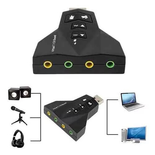 USB Sound Card Adapter External Virtual 7.1 Channel 3D Sound Card - Picture 1 of 6
