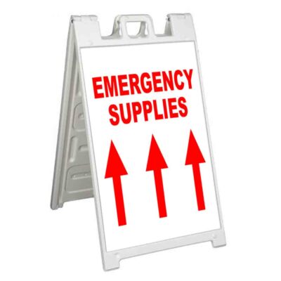 EMERGENCY SUPPLIES UP ARROW Signicade 24x36 Aframe Sidewalk Sign Banner Decal