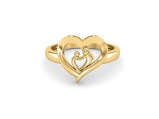 925 Sterling Silver Yellow Plated Mother Daughter Baby Child Heart Love Ring