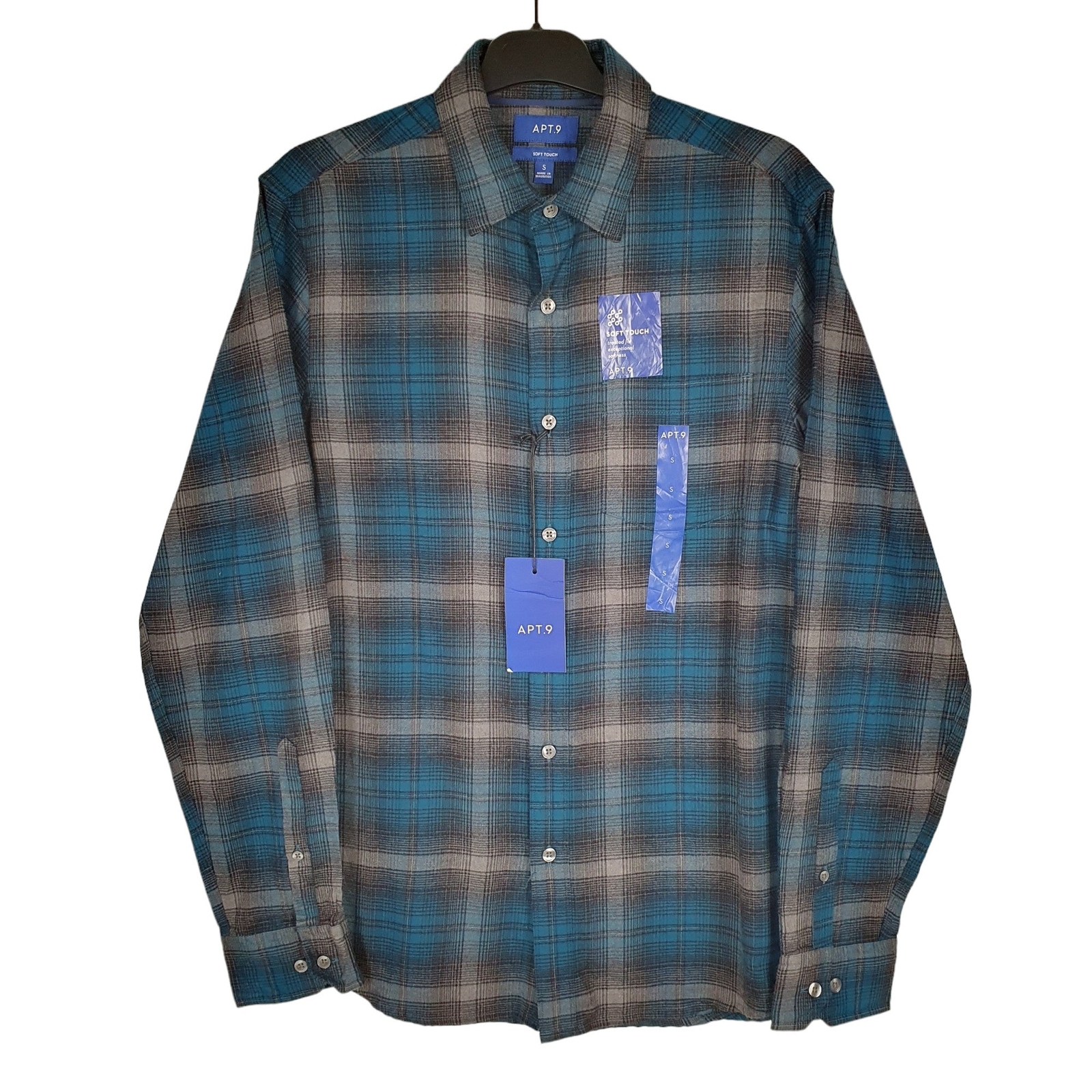 APT.9 Grey Check Shirt Flannel Shacket Long Sleeve Casual Mens S