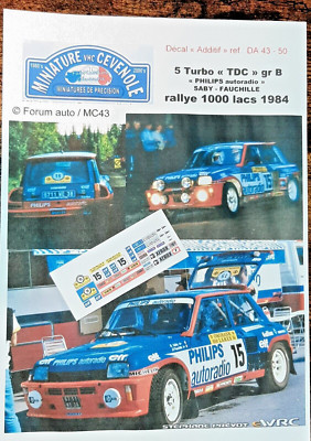DECALS 1/43 REF 0932 Renault Sg2 Assistance Rallye Renault 5 Turbo