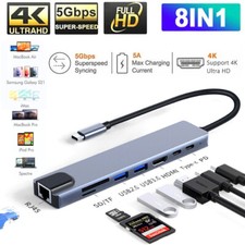 8 in 1 USB-C Hub Type C to USB 3.0 4K HDMI PD Adapter for iPhone Macbook Pro/Air