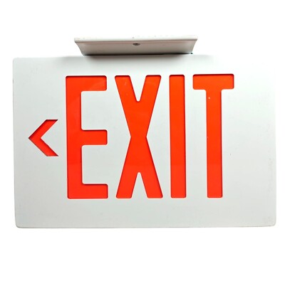 Vintage Metal Lighted Exit Sign Double Sided Red Letters Wired Untested (lot 3)