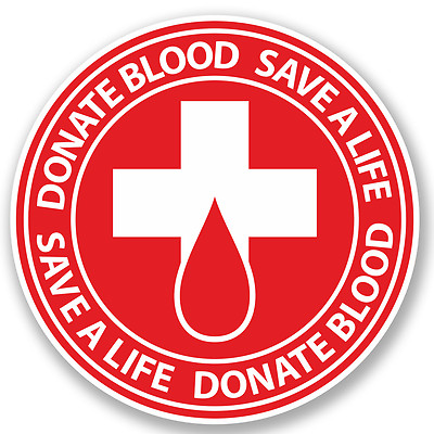 2 x 10cm Donate Blood Vinyl Sticker iPad Laptop Bike Car Donor