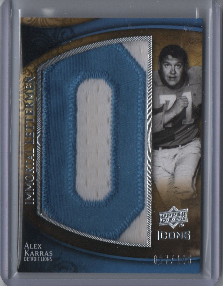 2009 UPPER DECK ICONS FOOTBALL ALEX KARRAS IMMORTAL LETTERMEN PATCH 017 2009-upper-deck-icons-football-alex-karras-immortal-lettermen-patch-017