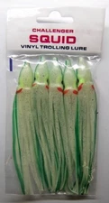 4-1/2" Octopus Squid Challenger Saltwater Trolling Lure Vinyl Skirt Glow 5 Pack
