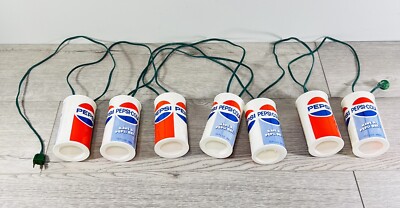 7 Vintage Pepsi String Camper Lights Blow Mold RV Patio Soda Pop