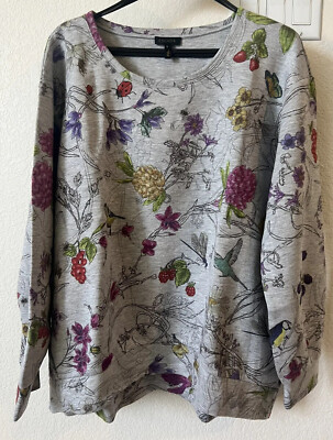 ESCADA Viscose Floral Birds Print Sweatshirt  Size L