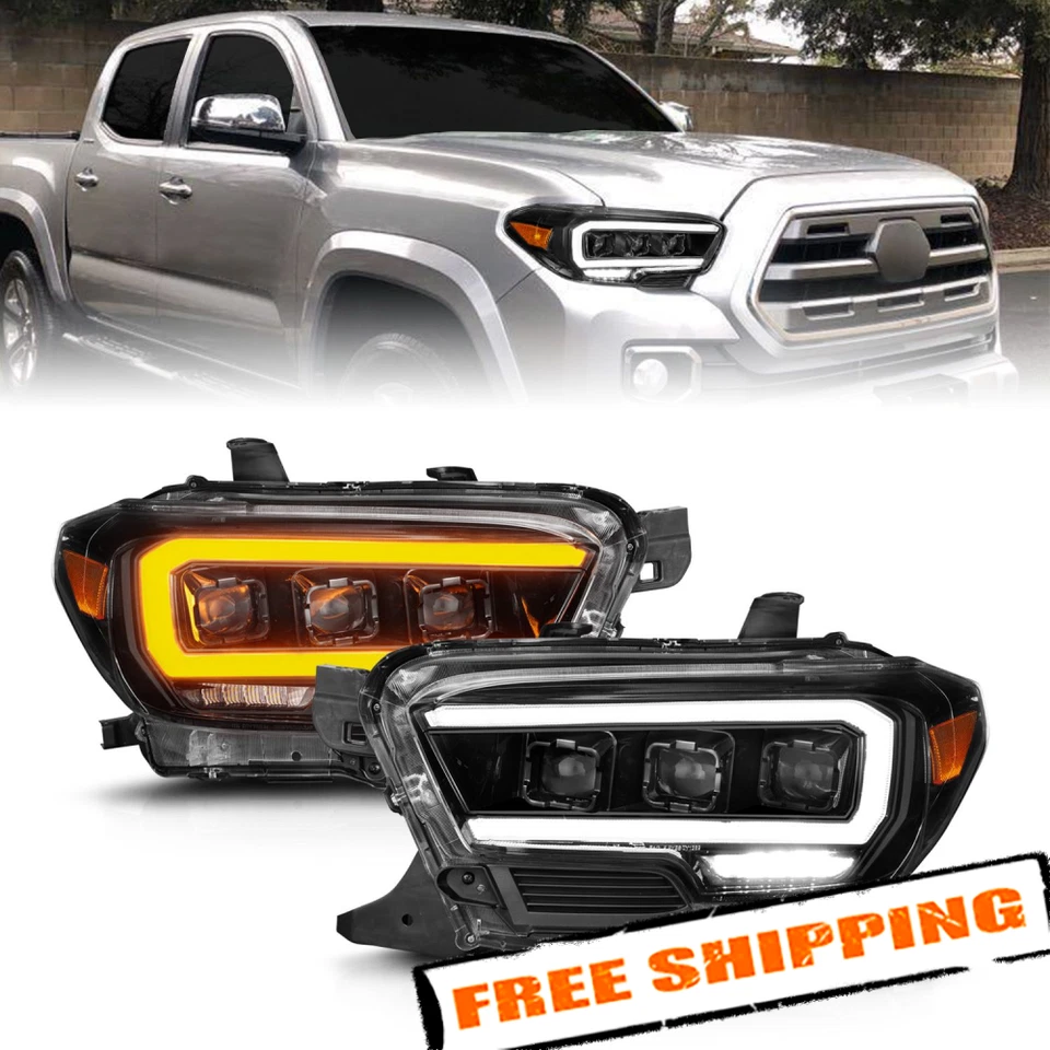Anzo Black Sequential U-Bar Projector LED Headlights for 2016-2022 Toyota Tacoma Foto 2 de 4