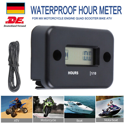 Boat Motor Digital LCD Hour Meter Stundenzähler Motorrad Betriebsstundenzähler