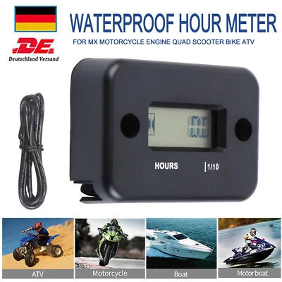 MARKENLOS Boat Motor Digital LCD Hour Meter Stundenzähler Motorrad Betriebsstundenzähler