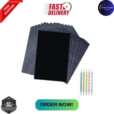 50 Sheets Carbon Paper Black Graphite Paper Transfer Tracing Paper and 5 Pieces