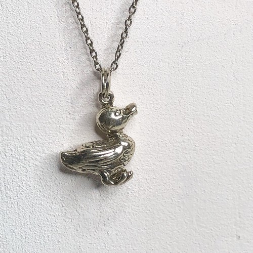 Sterling Silver Duck Necklace Pendant 