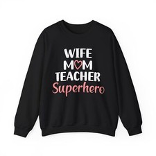 Sudadera Esposa Mamá Maestra Superhéroe, Mamá Día de la Madre Mujer Sudadera