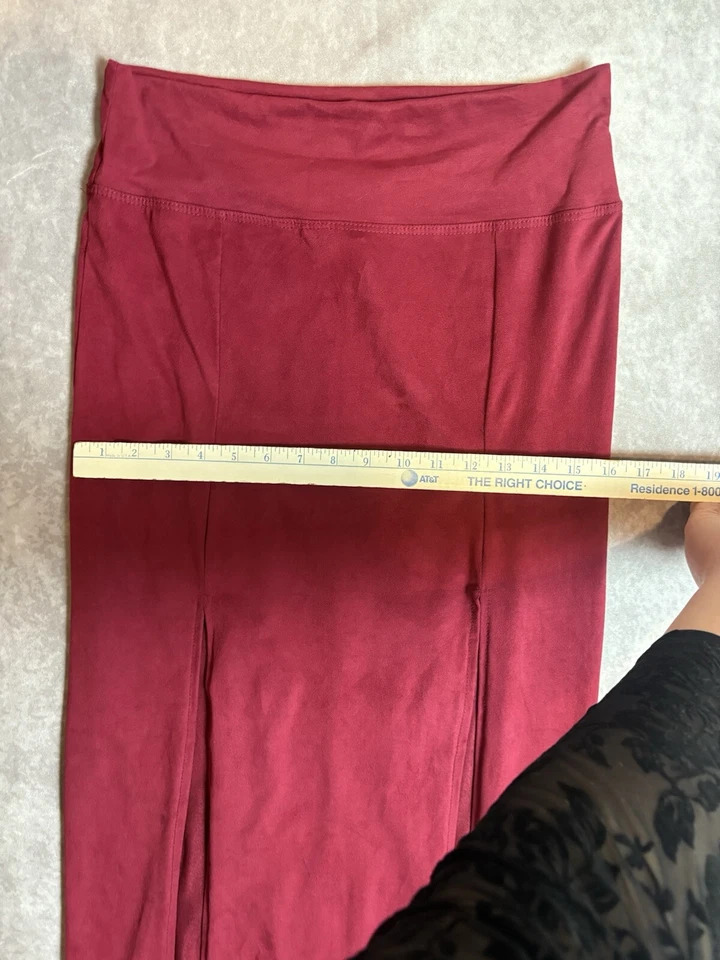 Derek Heart Double Slit Faux Suede Red Maxi Skirt Size Large - Image 4 of 4
