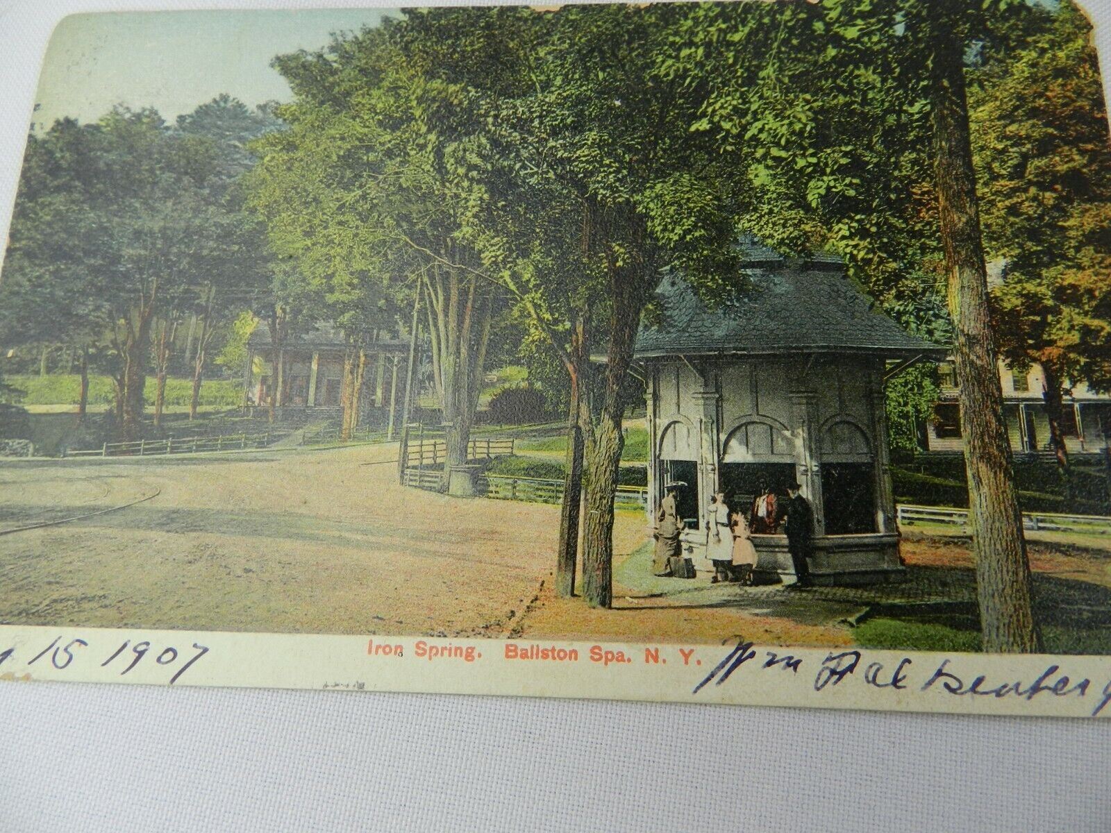 Vintage Postcard 1907 New York Ballston Spa Iron Spring Snack Bar