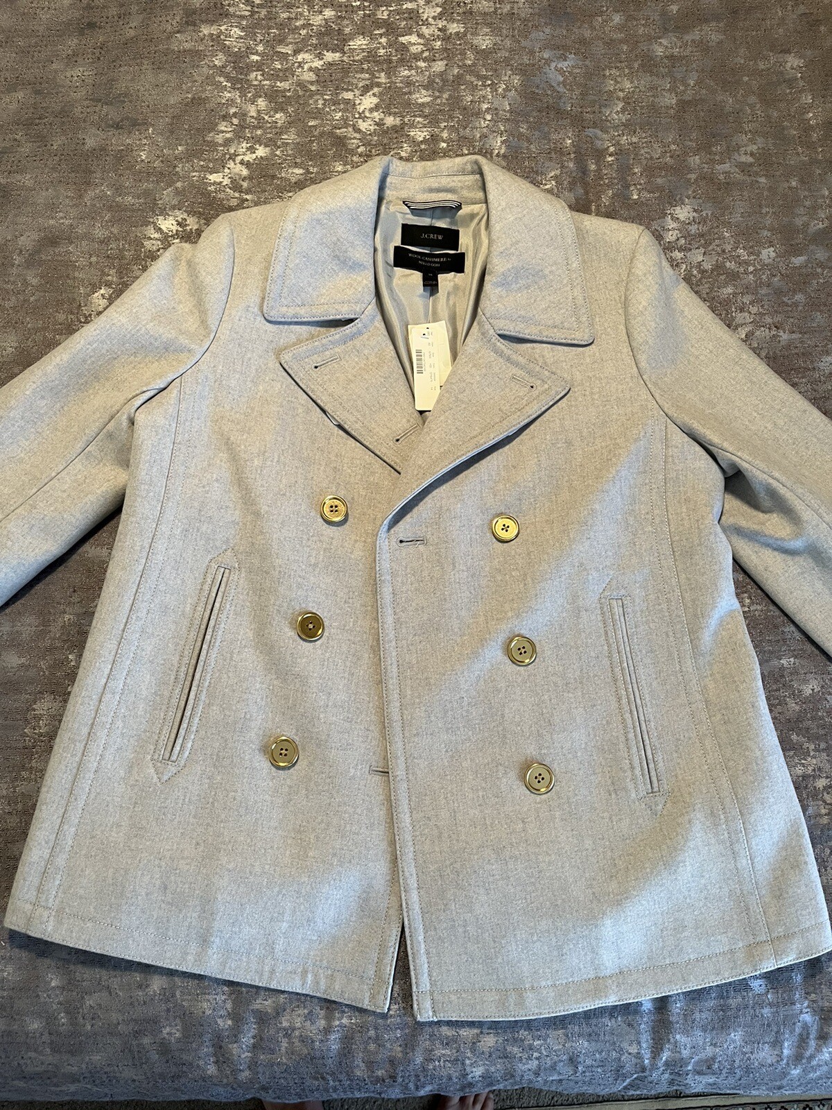 J.Crew DoubleBreasted Wool Cashmere by Nello Gori Pea Coat GRAY 14 eBay