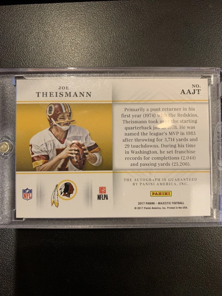 2017 Majestic Joe Theismann Astonishing Arms Green Gold Auto 2/5 - Image 2 of 2