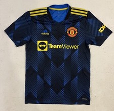 Manchester United 2021 2022 Third Adidas Jersey Kit Shirt Small Blue Yellow