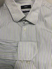 Hugo Boss Shirt Mens 16.5 32/33 Large L Regular Fit Long Sleeve Button Up Stripe