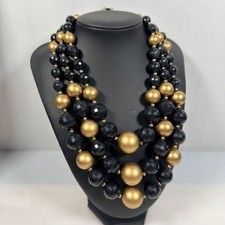 Vintage Triple Strand Necklace Chunky Beaded ...