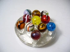 #918 Mega Marbles Assortment of 11 Marbles. Variety of Types, colors and pattern