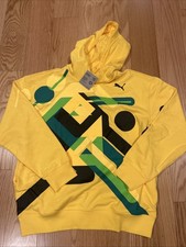 FELPA CON CAPPUCCIO PUMA Jamaica OLYMPIC VILLAGE taglia M 526304 maglione giallo camicia uomo