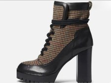 NEW Veronica Beard Women Hasia Brown Leather Boots Size 8 - Original Price 595