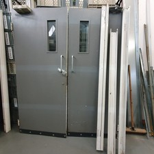 Commercial Double Doors with Windows – 199 x 84 x 4.5cm Each + Frame Parts | BR3