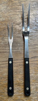 Pair Of Vintage Flint Brand Stainless Steel Two Prong Meat Skewers Made In USA