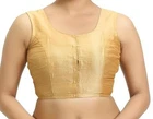 Women's Sleeveless Blouse, Readymade Saree Blouse, Gold Silk Sari Blouse