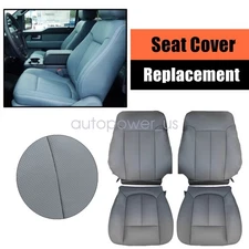 For 2010 Ford F150 Driver & Passenger Side Bottom & Top Leather SEAT COVER Gray