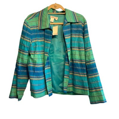 NWT Coldwater Creek Summer Sunset Jacket PXL Linen Blend Striped