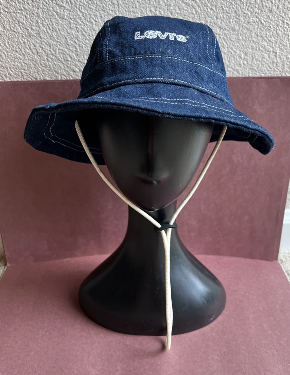 Levi’s Retro Denim Bucket Hat Drawstring Sz M 58CM/23IN