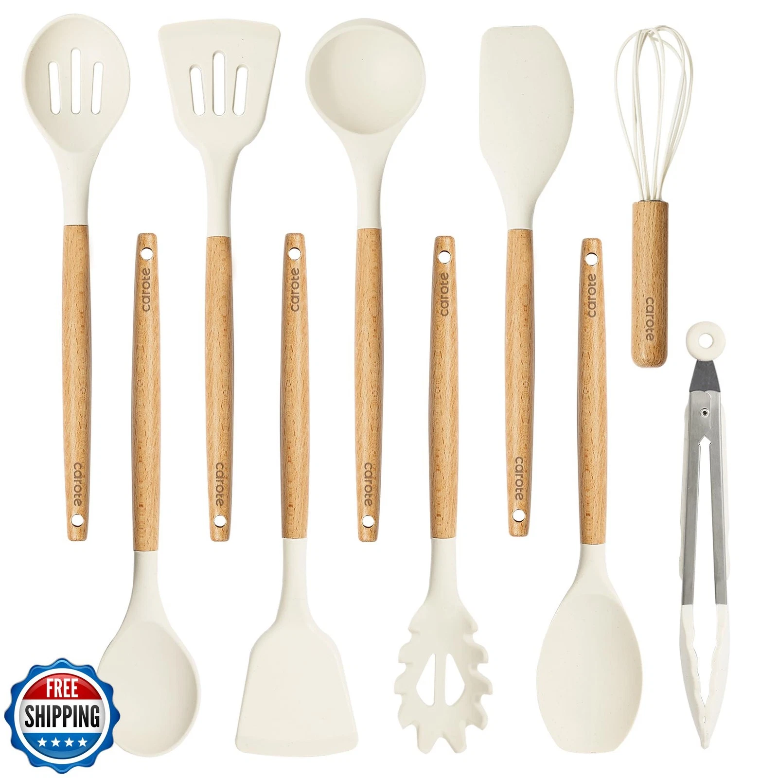 CAROTE Silicone Cooking Utensils Set, Kitchen Utensils Set 10 Pcs for cooking