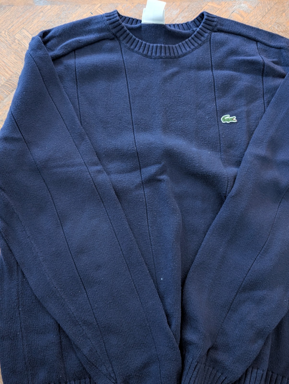 Lacoste Women's Vintage Style Blue Stripes Sweater - Size 16