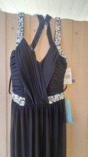 New City Triangles Black Maxi Dress Women Size 3 Sequins V-Neck Party Festive