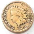 1862 Indian Head Penny Coin - Copper Bronze
