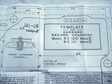 GARRARD RC121 RC-120 MOUNTING TEMPLATE Changer Turntable Plinth Base Pedestal