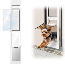 Medium Dog Door for Sliding Glass Doors, Adjustable Height 75 3/5" to 80"