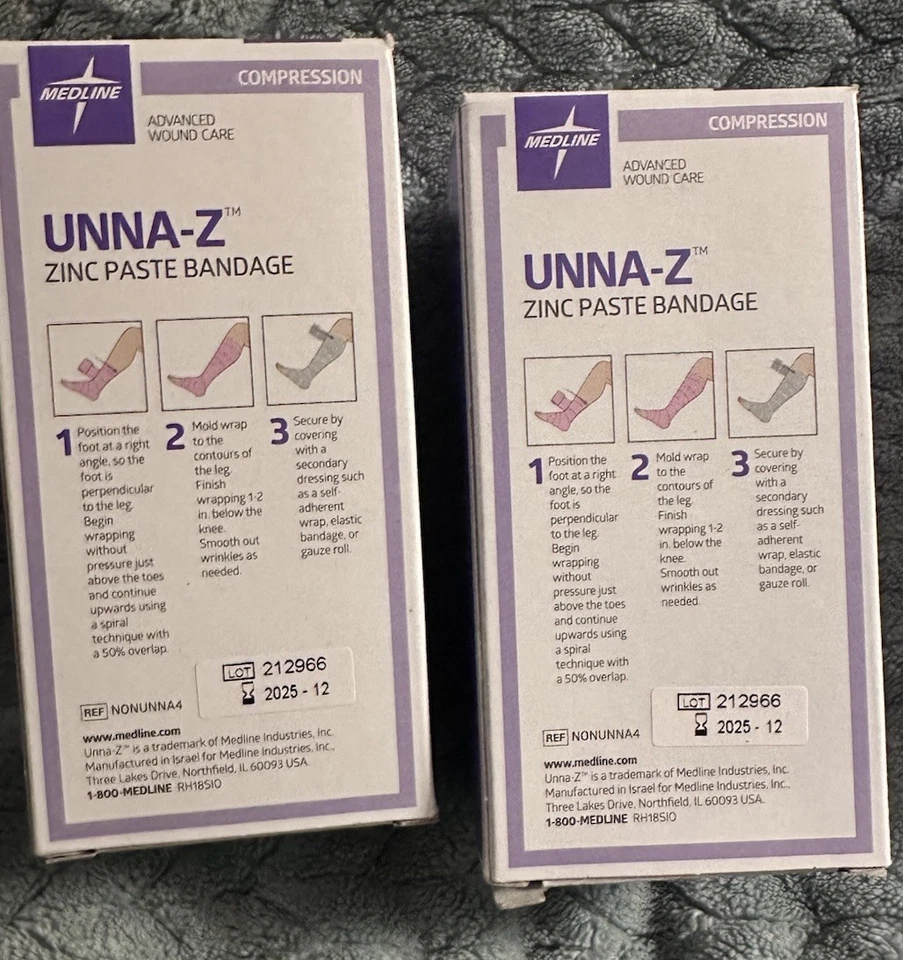 Lot of 2 MEDLINE Calamine Unna-Z Zinc Paste Bandage 4”x10yard - Image 2 of 2
