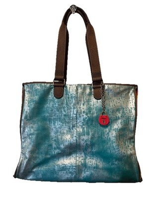 Consuela Classic Tote Bag Retired Turquoise Metallic Southwest Aztec Print