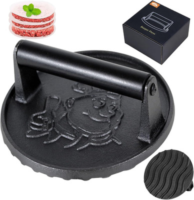 Heavy Duty Cast Iron Burger Press Kit for Smash Burgers and Bacon Meat, Grill Pr