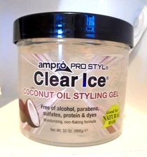 Ampro Pro Styl Clear Ice Coconut Oil Hair Styling Gel Firm Hold 32 oz