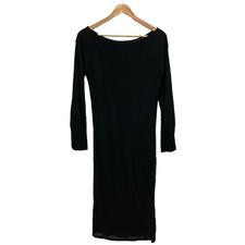 GUCCI (Tom Ford era) Long-sleeved rayon knit long dress, 40, black Women USED