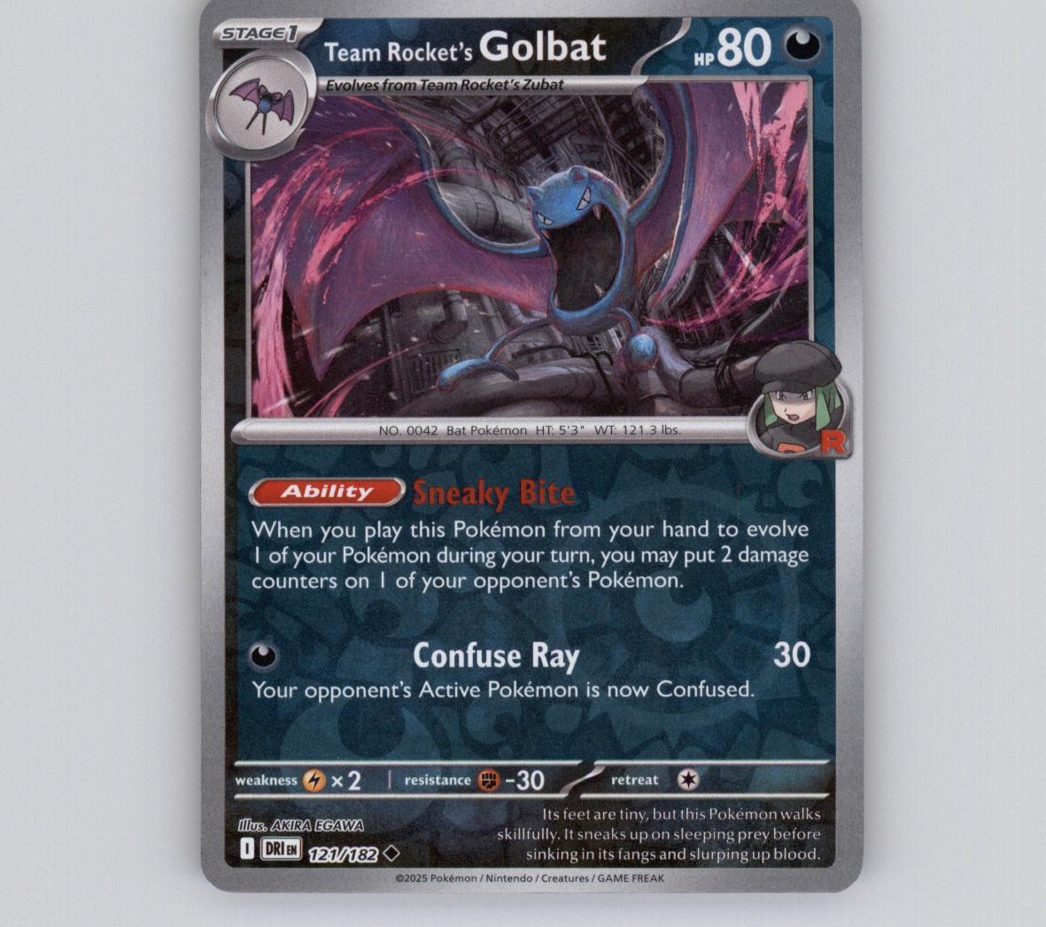 Team Rocket's Golbat 121/182 Reverse Holo UC Destined Rivals NM Pokemon