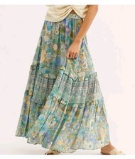 Spell & The Gypsy ~ Free People Exclusive Amethyst Turquoise Maxi Skirt Size (S)