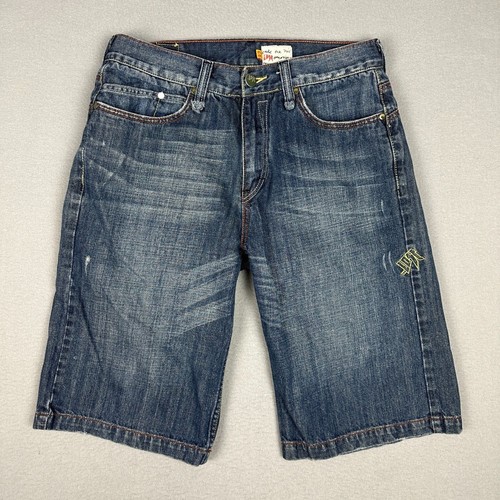 Y2K Lost Enterprises Mens Size 32 Surf Skate Board Denim Jean Shorts Blue Cotton