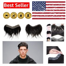 Men's Frontal Hair Topper - 100 Human Hair in 1B Black, 1.18x6.29 Inch
